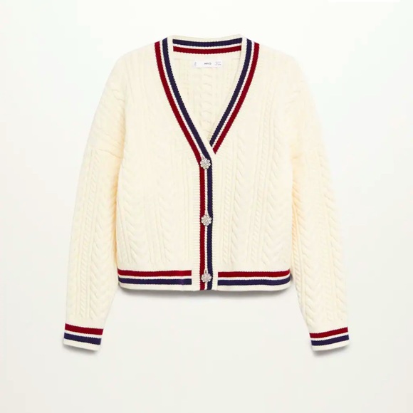 Mango jewel button cricket cardigan in white - S - Picture 1 of 12